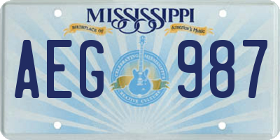 MS license plate AEG987