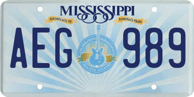 MS license plate AEG989