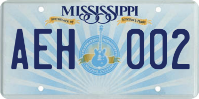 MS license plate AEH002