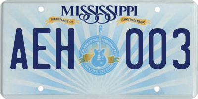 MS license plate AEH003