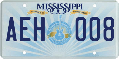 MS license plate AEH008