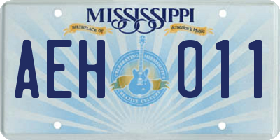 MS license plate AEH011