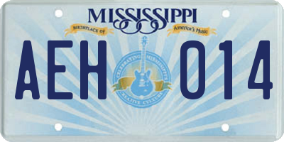 MS license plate AEH014