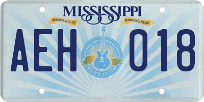 MS license plate AEH018