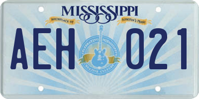 MS license plate AEH021