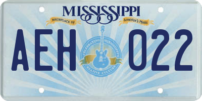 MS license plate AEH022