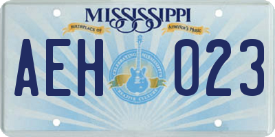 MS license plate AEH023