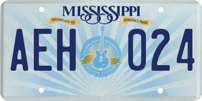 MS license plate AEH024
