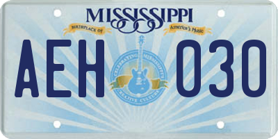 MS license plate AEH030