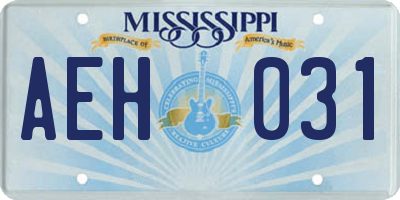 MS license plate AEH031