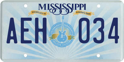 MS license plate AEH034