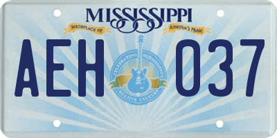 MS license plate AEH037