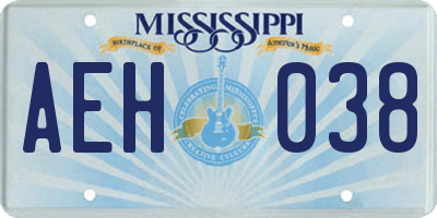 MS license plate AEH038
