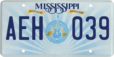MS license plate AEH039