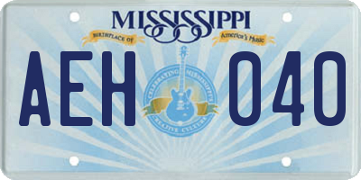 MS license plate AEH040