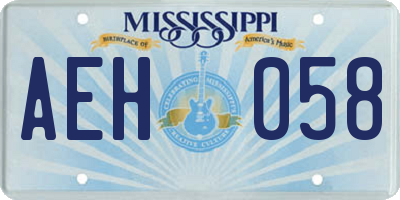 MS license plate AEH058