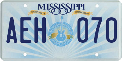 MS license plate AEH070