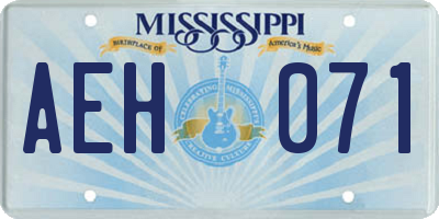 MS license plate AEH071