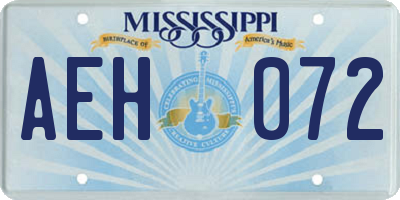 MS license plate AEH072