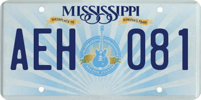 MS license plate AEH081