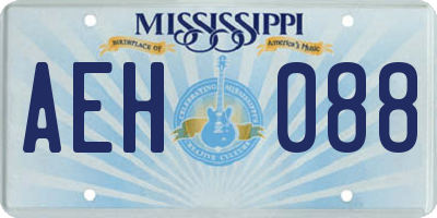 MS license plate AEH088