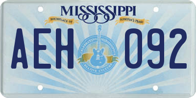 MS license plate AEH092