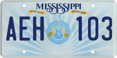 MS license plate AEH103