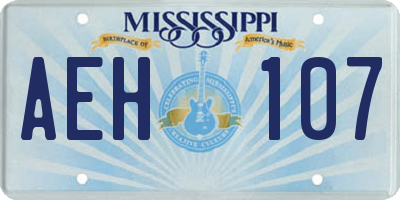 MS license plate AEH107