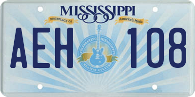 MS license plate AEH108