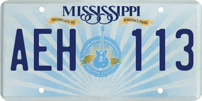 MS license plate AEH113