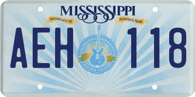 MS license plate AEH118