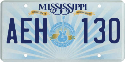 MS license plate AEH130