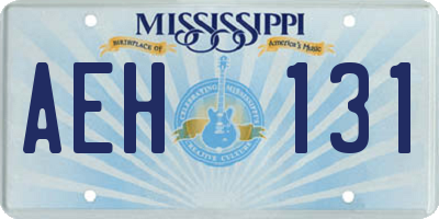MS license plate AEH131