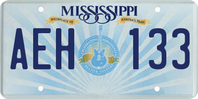 MS license plate AEH133