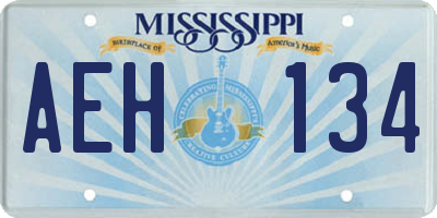 MS license plate AEH134