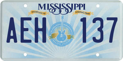 MS license plate AEH137