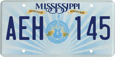 MS license plate AEH145