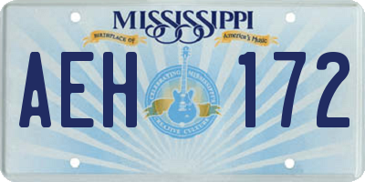 MS license plate AEH172