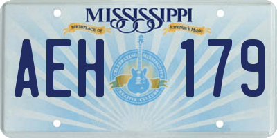 MS license plate AEH179