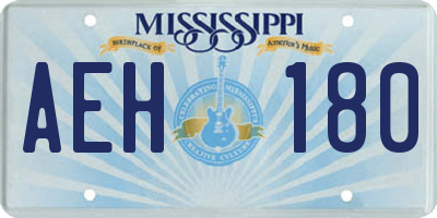 MS license plate AEH180