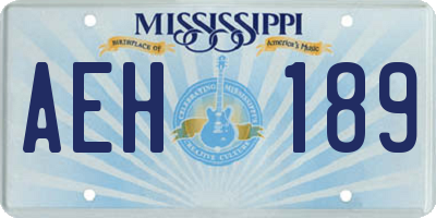 MS license plate AEH189