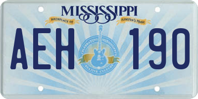 MS license plate AEH190