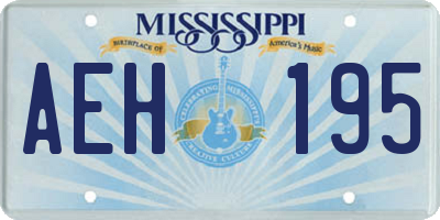 MS license plate AEH195
