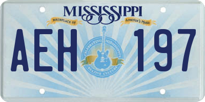 MS license plate AEH197