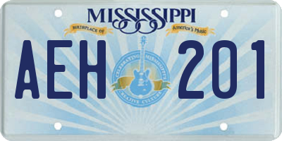 MS license plate AEH201