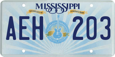 MS license plate AEH203