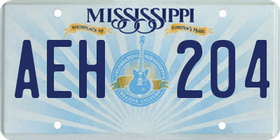 MS license plate AEH204