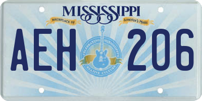 MS license plate AEH206