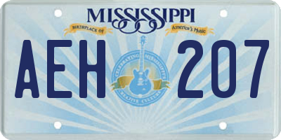 MS license plate AEH207