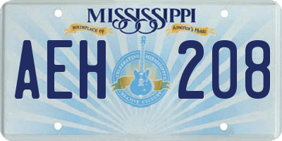 MS license plate AEH208